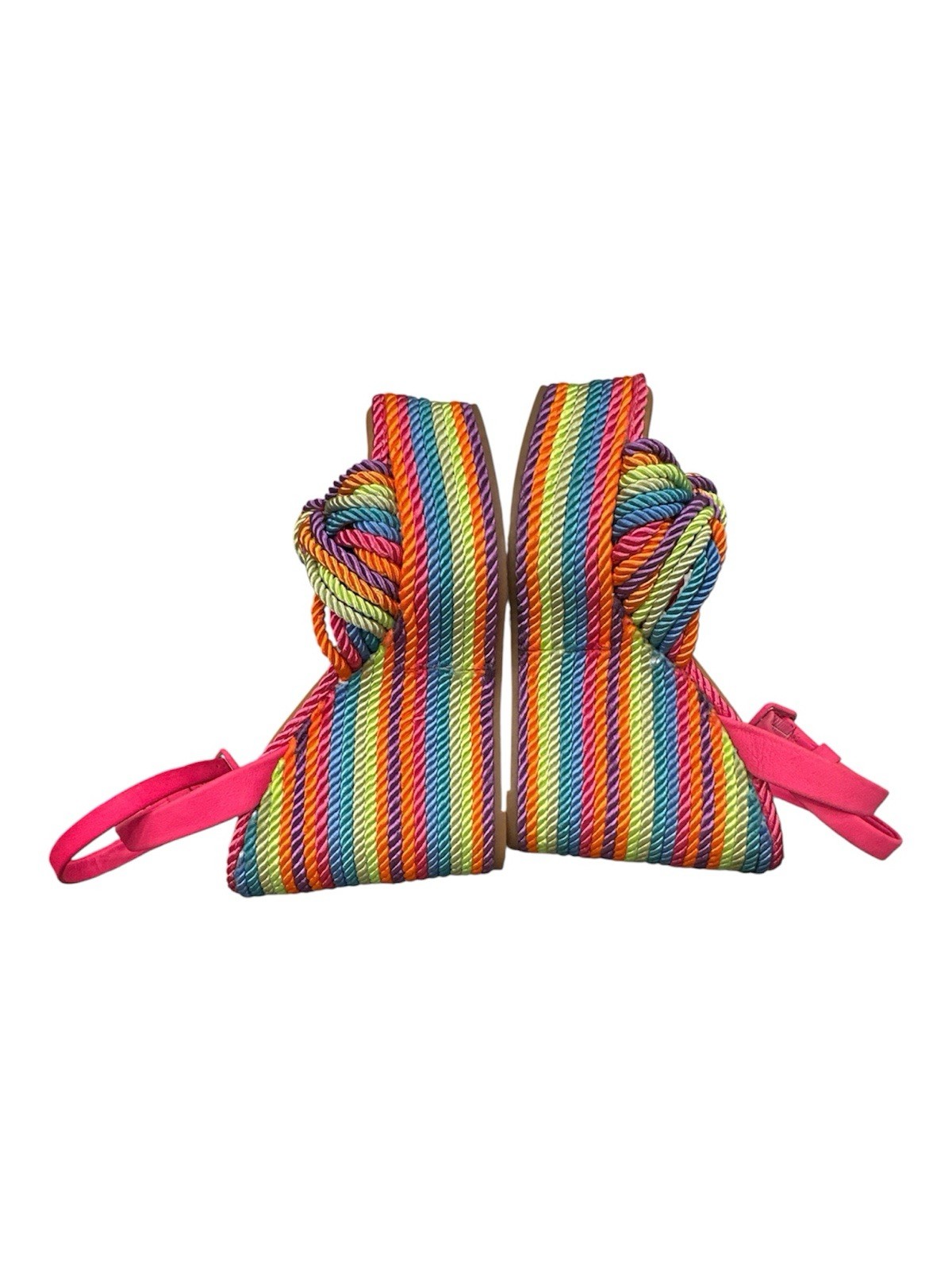 Gianni Bini Women’s Multicolor Pink Striped Platform Wedge Ankle Strap 6.5