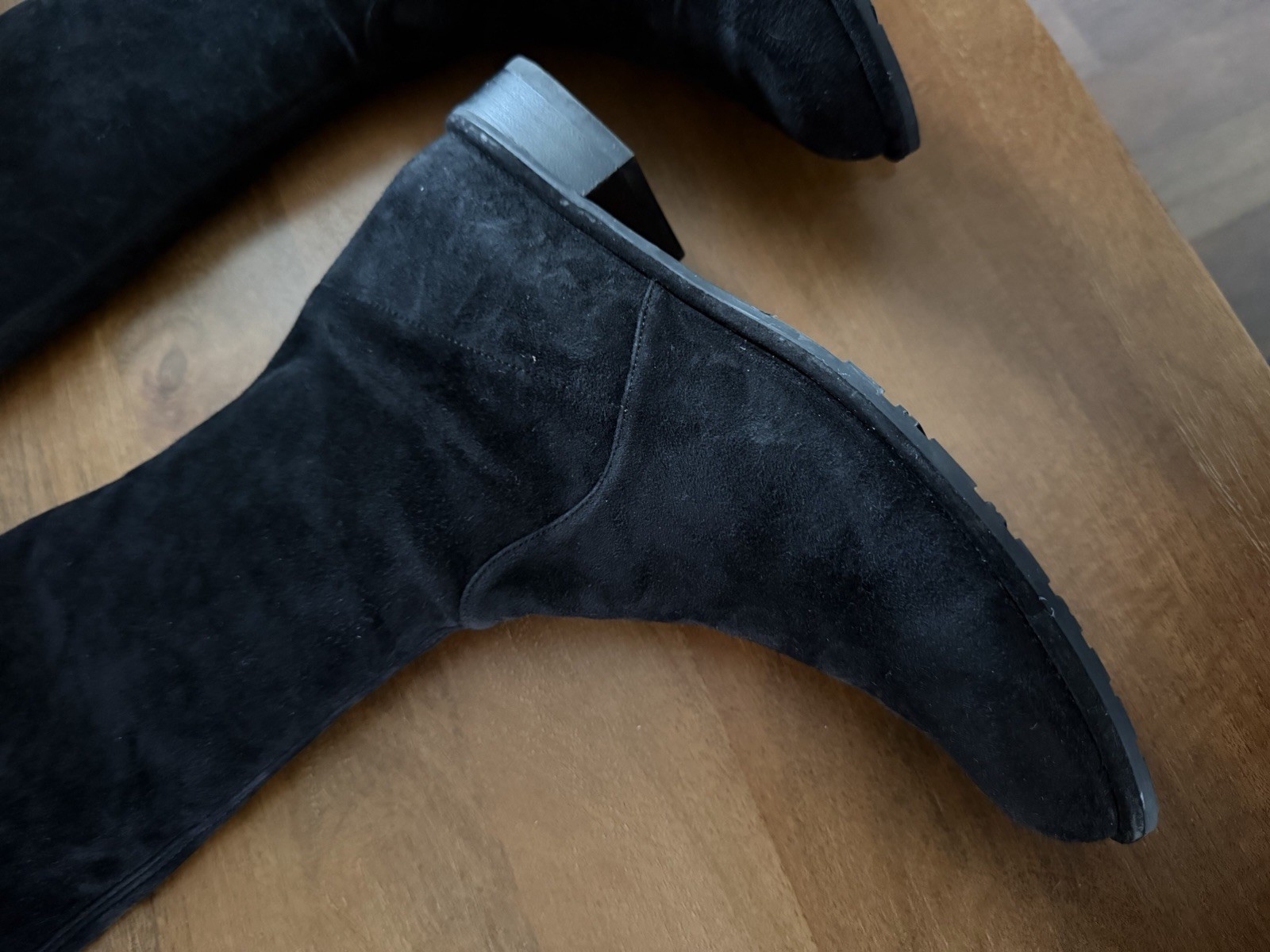 Stuart Weitzman Lowland Over The Knee Boot Black Suede Size 9.5 Flat