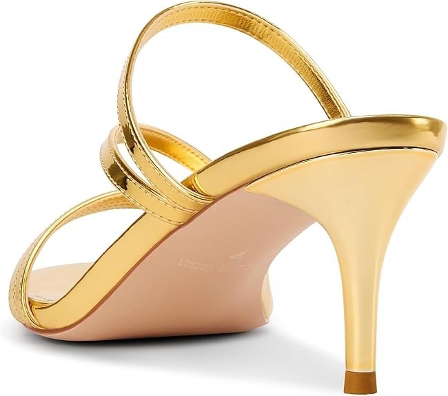 TNYNFBEB Women’s Stiletto Mid Heel Sandals Slip-On Mules 2.6 Inch Heels 8.5 WM