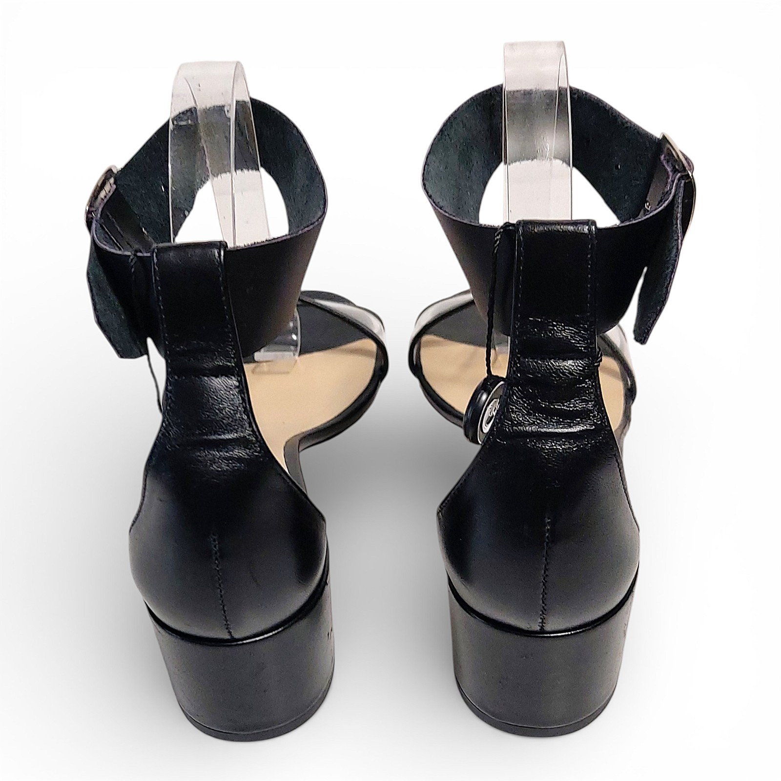 Jimmy Choo Jaimie 40 Black Leather Transparent Strap 36.5 EU 6.5 US Sandals