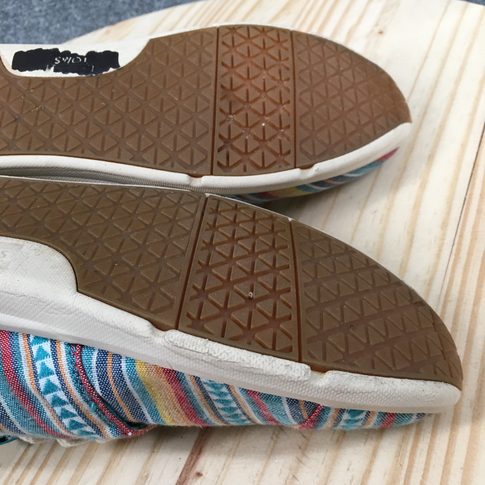 TOMS Shoes Womens 8 Del Rey Striped Casual Lace Up Sneakers Blue Multicolor