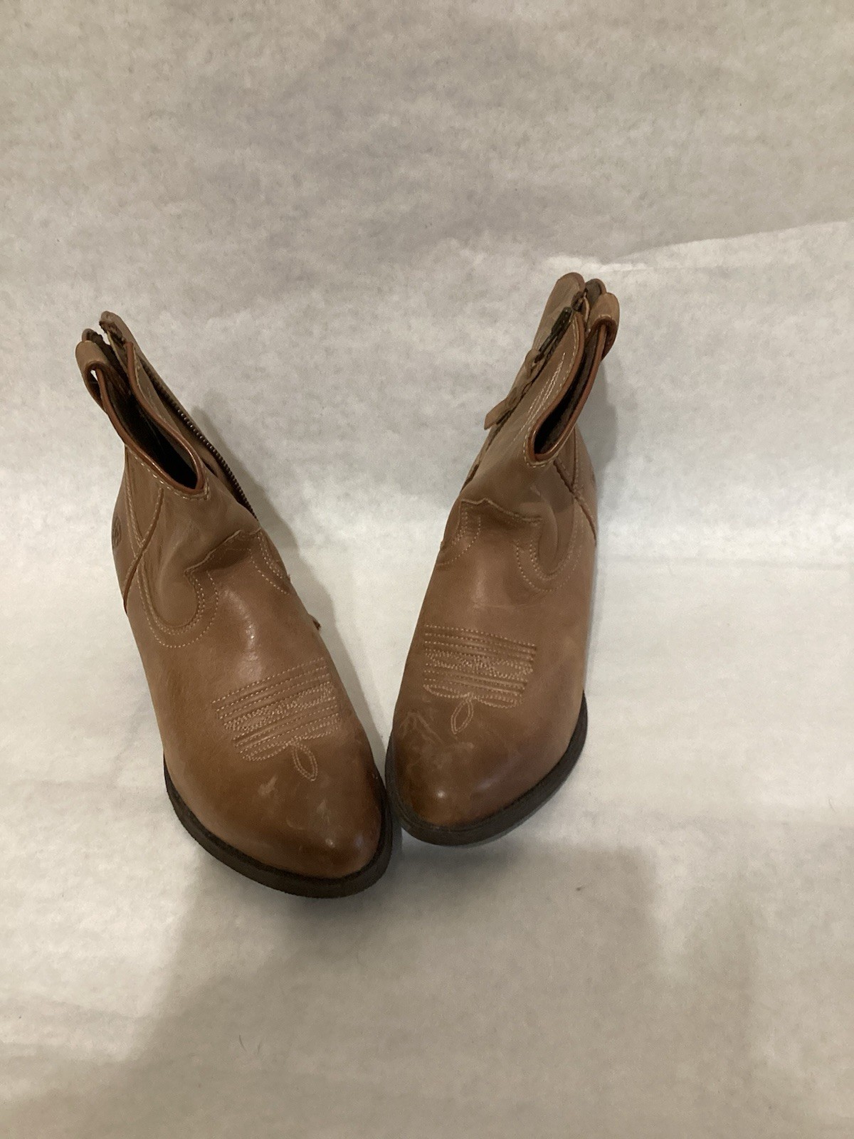 Ariat Women’s Darlin Ankle Western Boots Brown Leather Size 9c Wide Zipper
