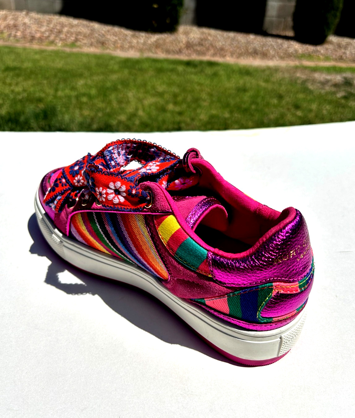 Kurt Geiger London Southbank Tag Platform Sneakers Size 8 EUR 38.5 Pink $235 NEW
