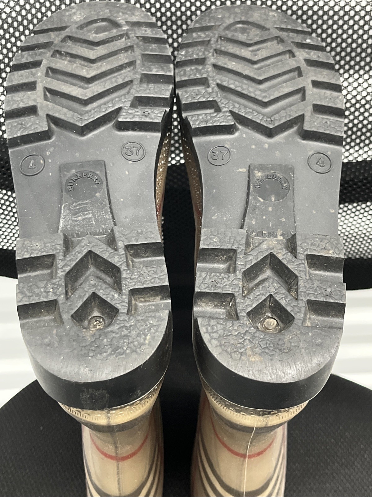 Burberry Nova Check Rubber Rain Boots (4 US, 37 EUR)