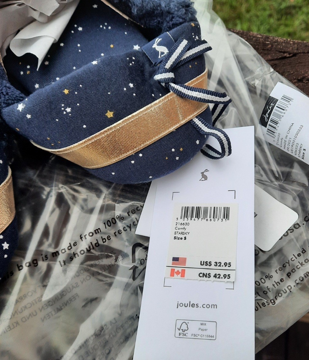 NEW JOULES Star Sky SZ S 5/6 Navy Blue Star Fleece Comfy Scuff Slippet Slippers