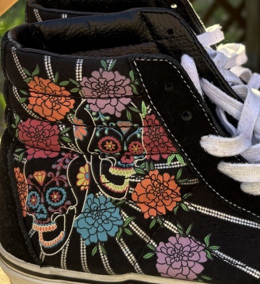 Vans Sk8 Hi Skull Floral Sneakers Goth Punk Women 8.5 Men 7 Rare