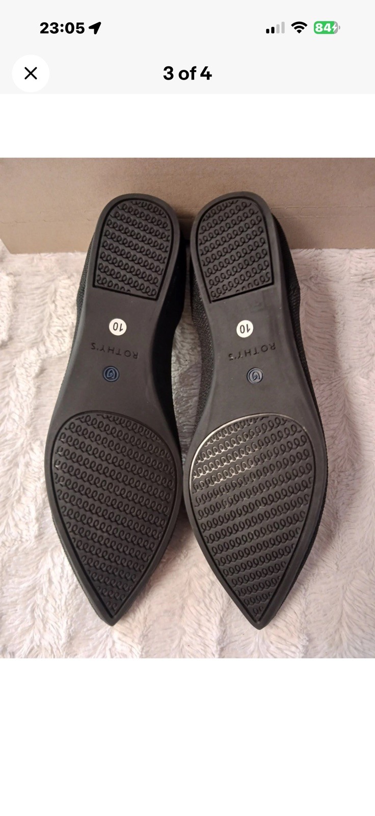 NEW Rothy’s The Point Flats Women’s Size 10 Black Solid Knit Shoes 002-110 NIB