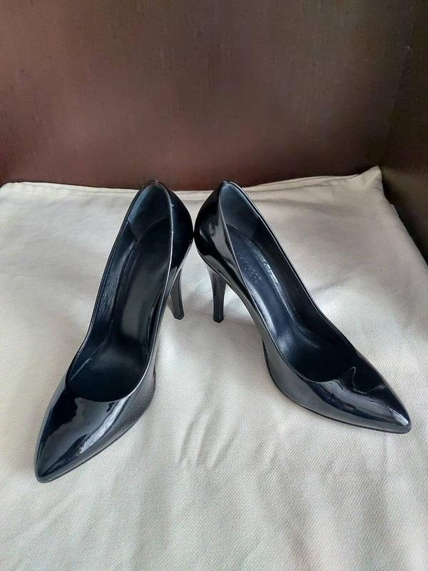 Women Navyboot Heels Black Leather 38 #46G5