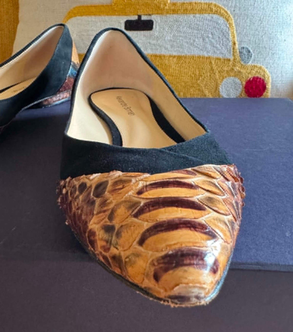 ALEXANDRE BIRMAN Python Snake Skin Suede Leather Ballerina Flats Size 37