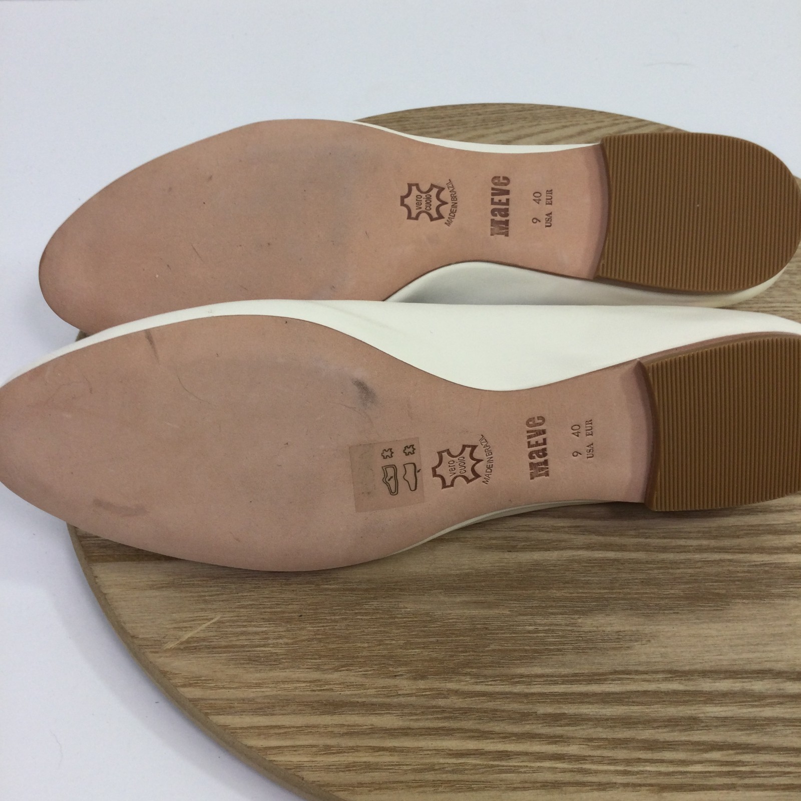 Maeve by Anthropologie Womens The Sabina Ballet Flats Leather Cream Size 9