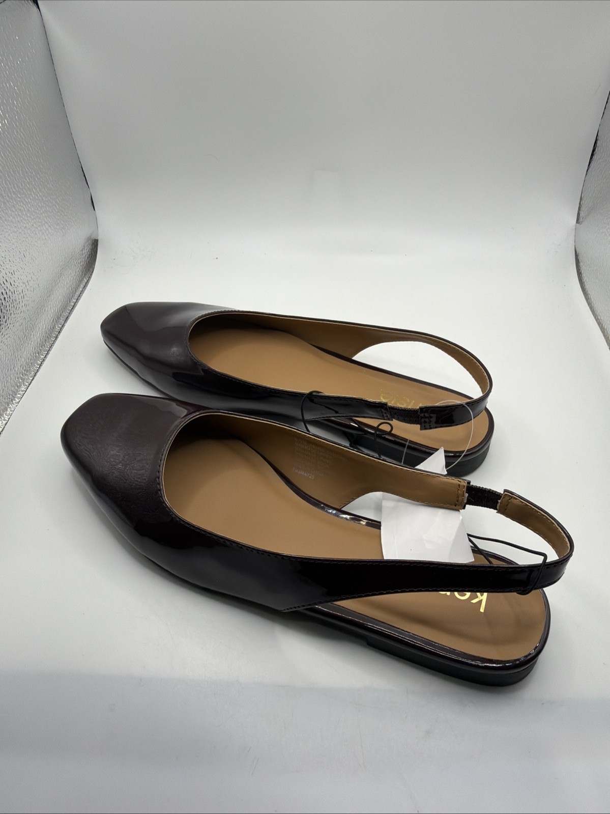 Kensie «Felice» Women’s Faux Patent Leather Slingback Flat Dress Shoe Size 7.5.