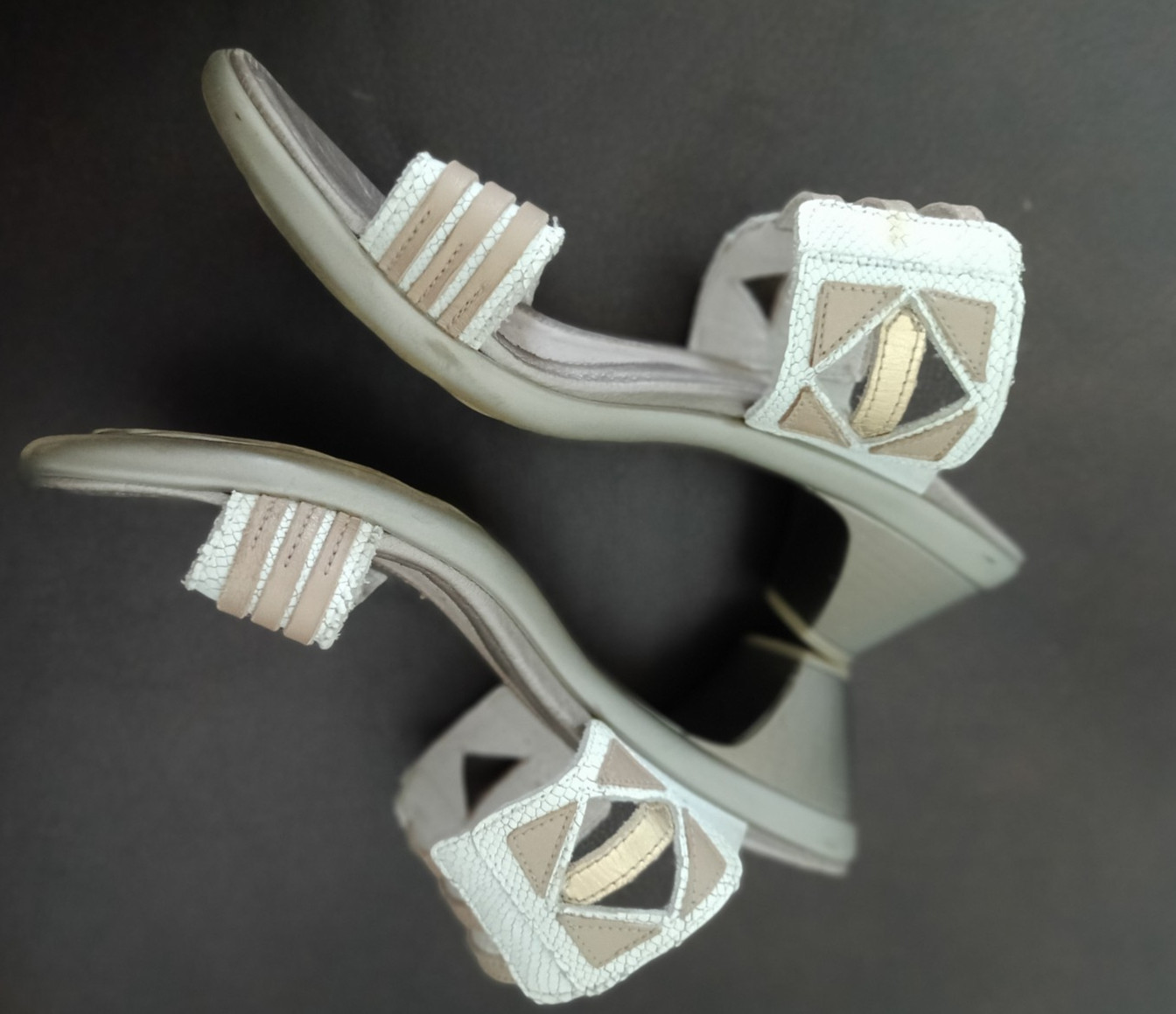 Naot Afrodita Heeled Leather Sandals Size EUR 38, US 7.5 White Gold