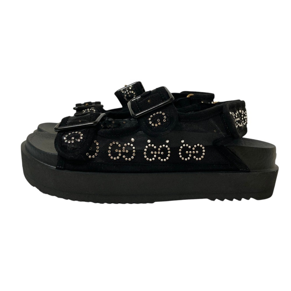 GUCCI GG Logo Crystal Platform Sandals 701158, Size 35 Black Women USED
