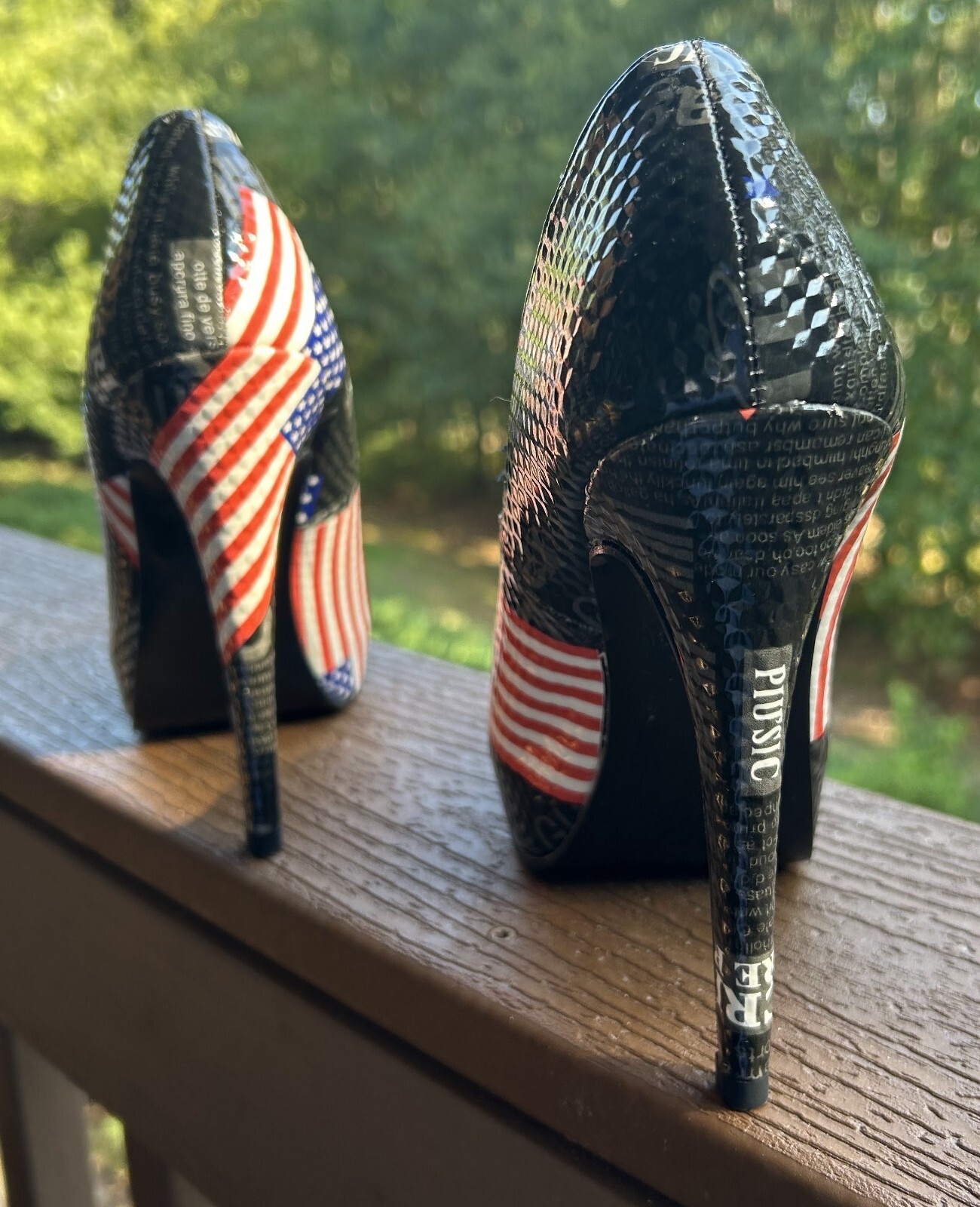 USA Patriot American Flag Stiletto Heels Vote Size 7.5 Peep Toe