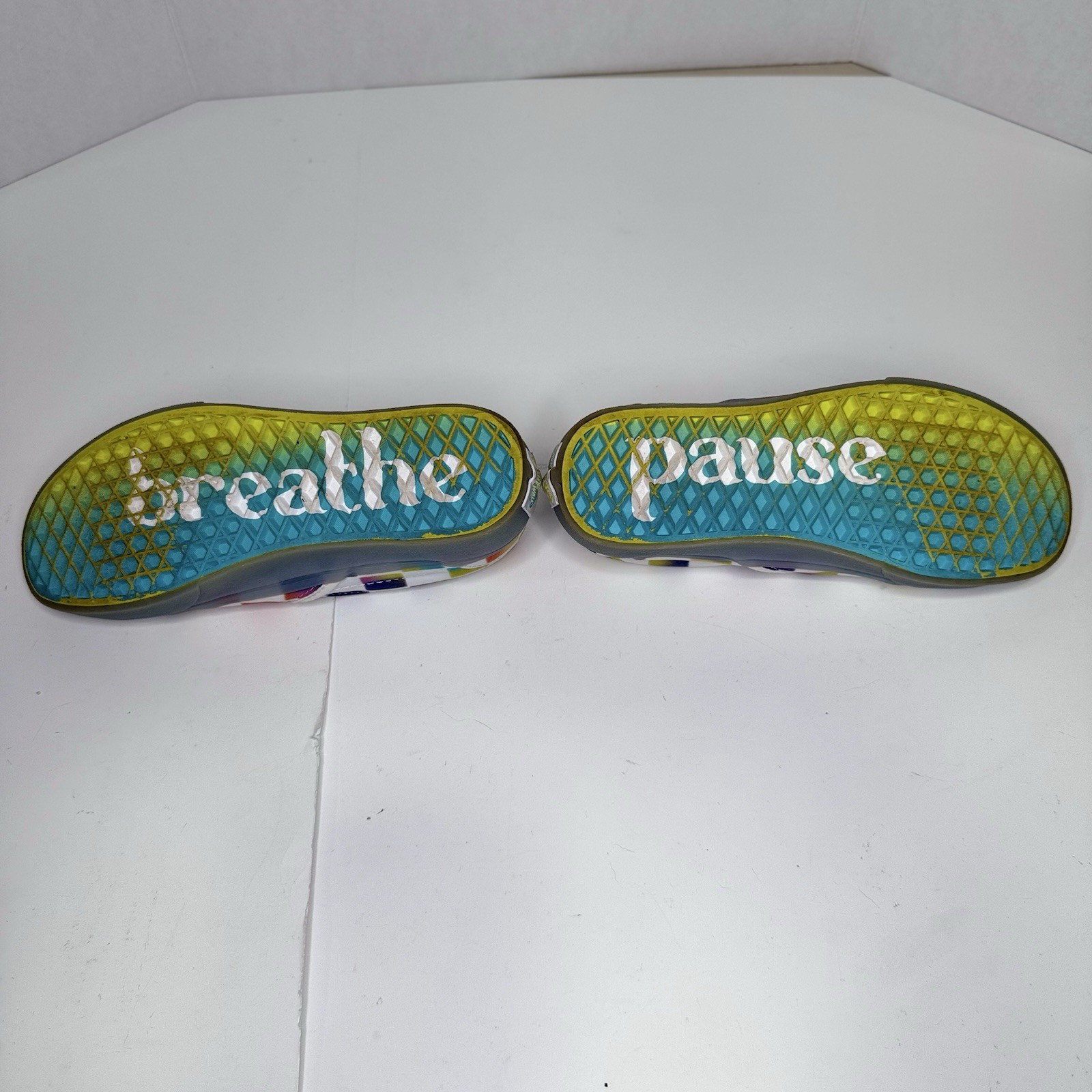 Vans Classic Slip-On «Cultivate Care» Rainbow Checks Men Sz 5.5 Women Sz 7