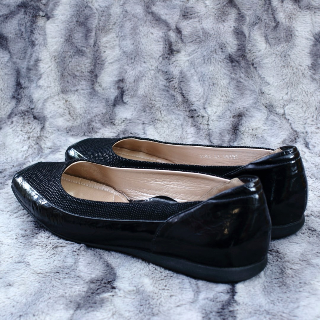 BEAUTIFEEL Black Leather Comfort Flats Women’s Shoes Size EU 41 / US 10, 10.5