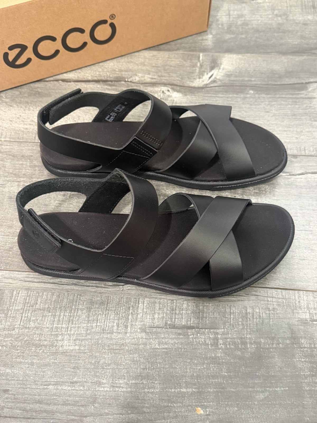 ECCO Samara NWB Black Leather Comfort Sandals Women’s US 10-10.5 EU 41