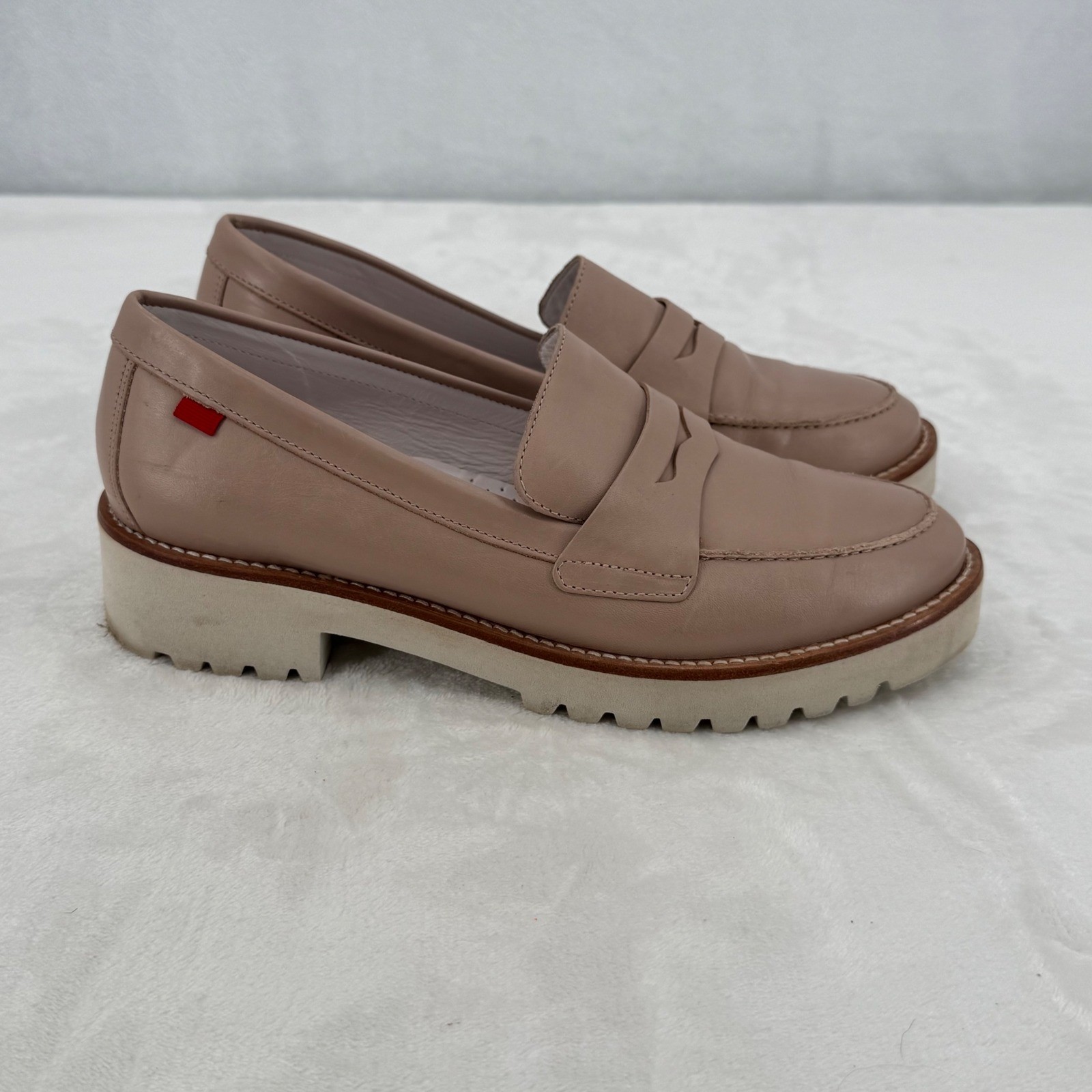 Marc Joseph New York Morrison Ave Leather Penny Loafers Nude Womens Size 9.5