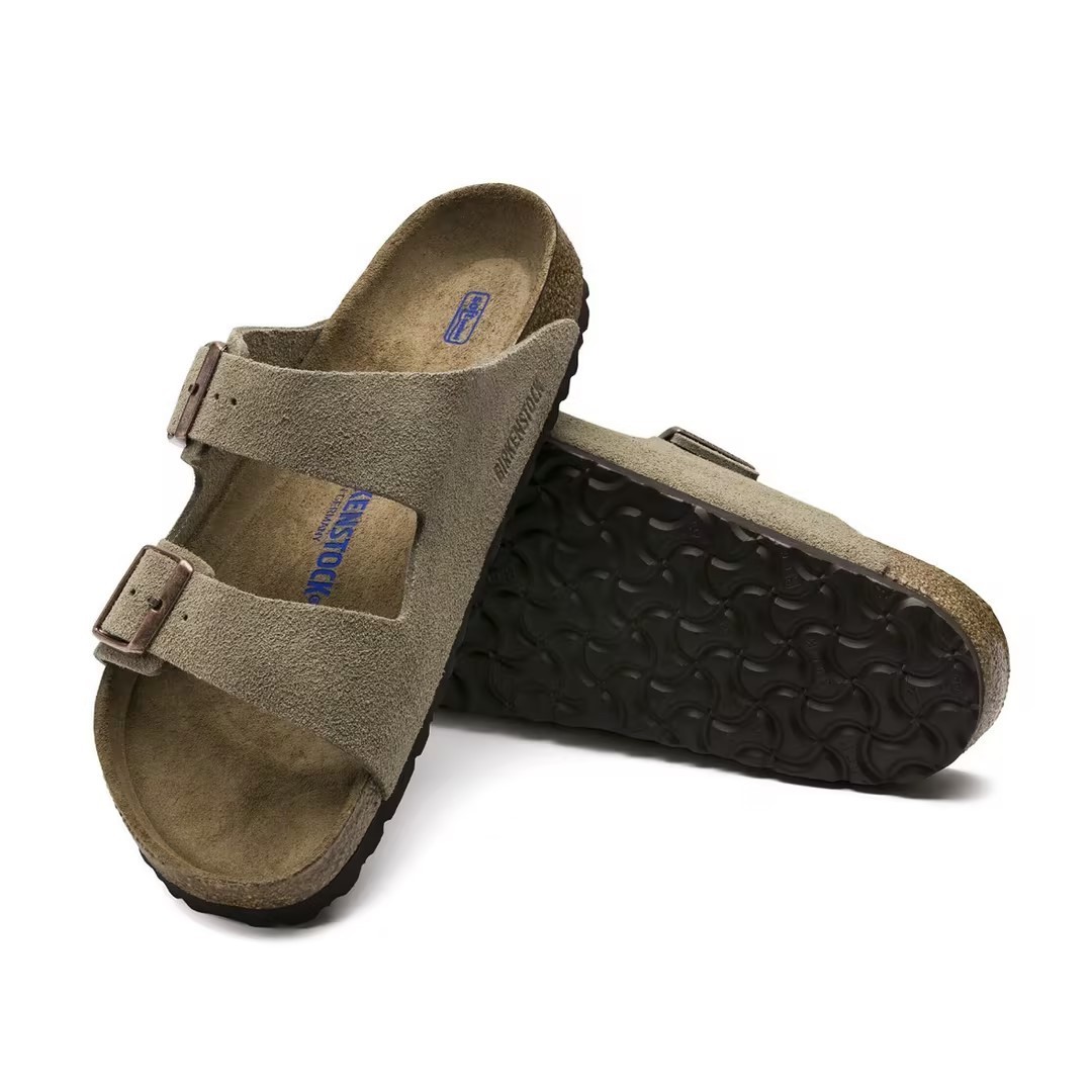 Birkenstock Arizona Soft Footbed Suede Leather Sandals Taupe Black Mocha Mink