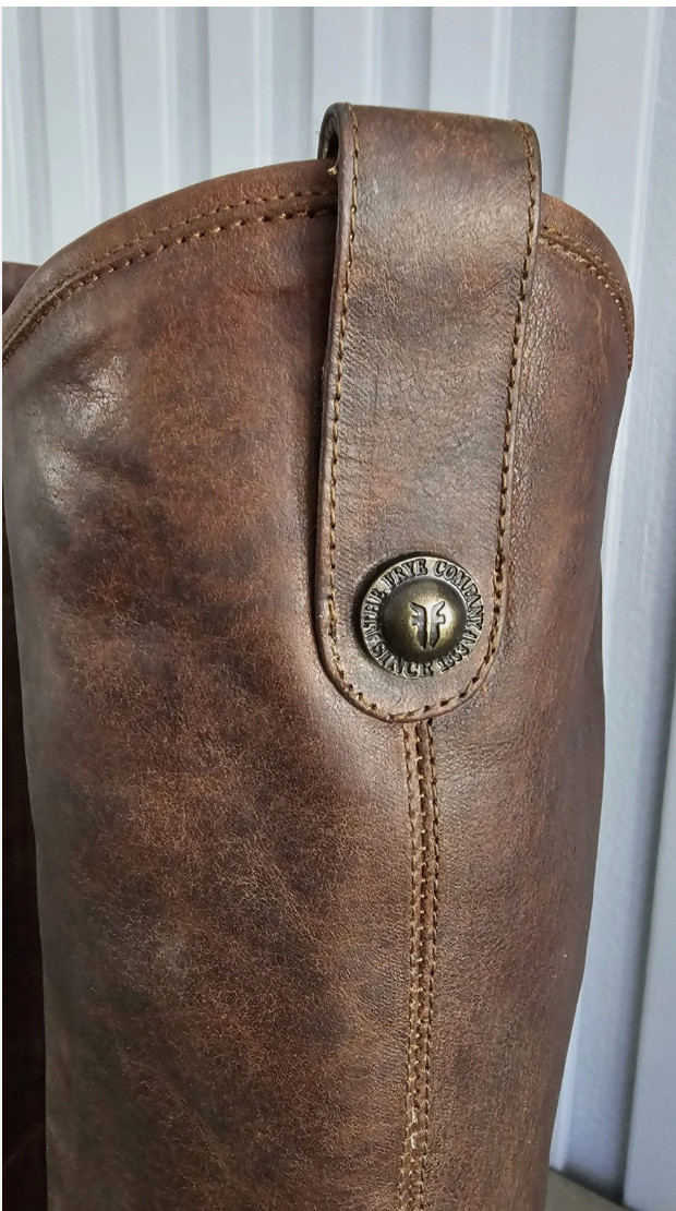 Vintage Frye Womens Jackie Button Tall Dark Brown Leather Boots Sz 7.5 / 38