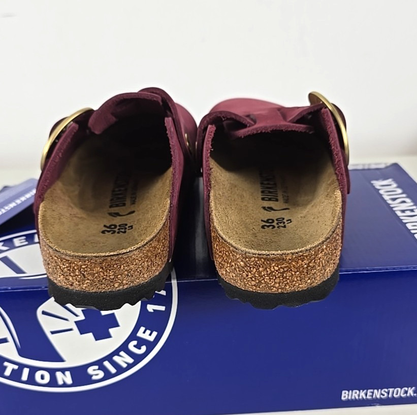 NIB – Birkenstock BOSTON BIG BUCKLE Berry Crush Leather Clogs Sz 36 /US 5 NARROW