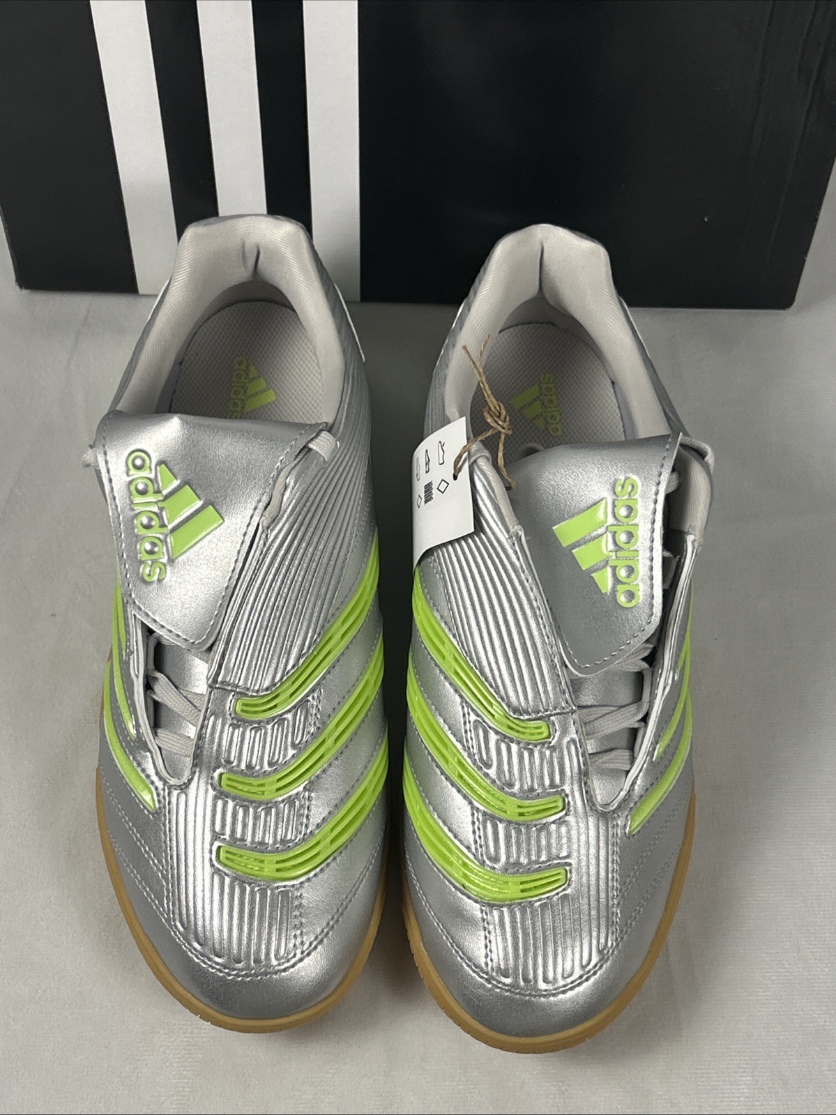 Adidas Predator Sala W Silver Signal Green Indoor Soccer Shoes JR1636 Womens 9