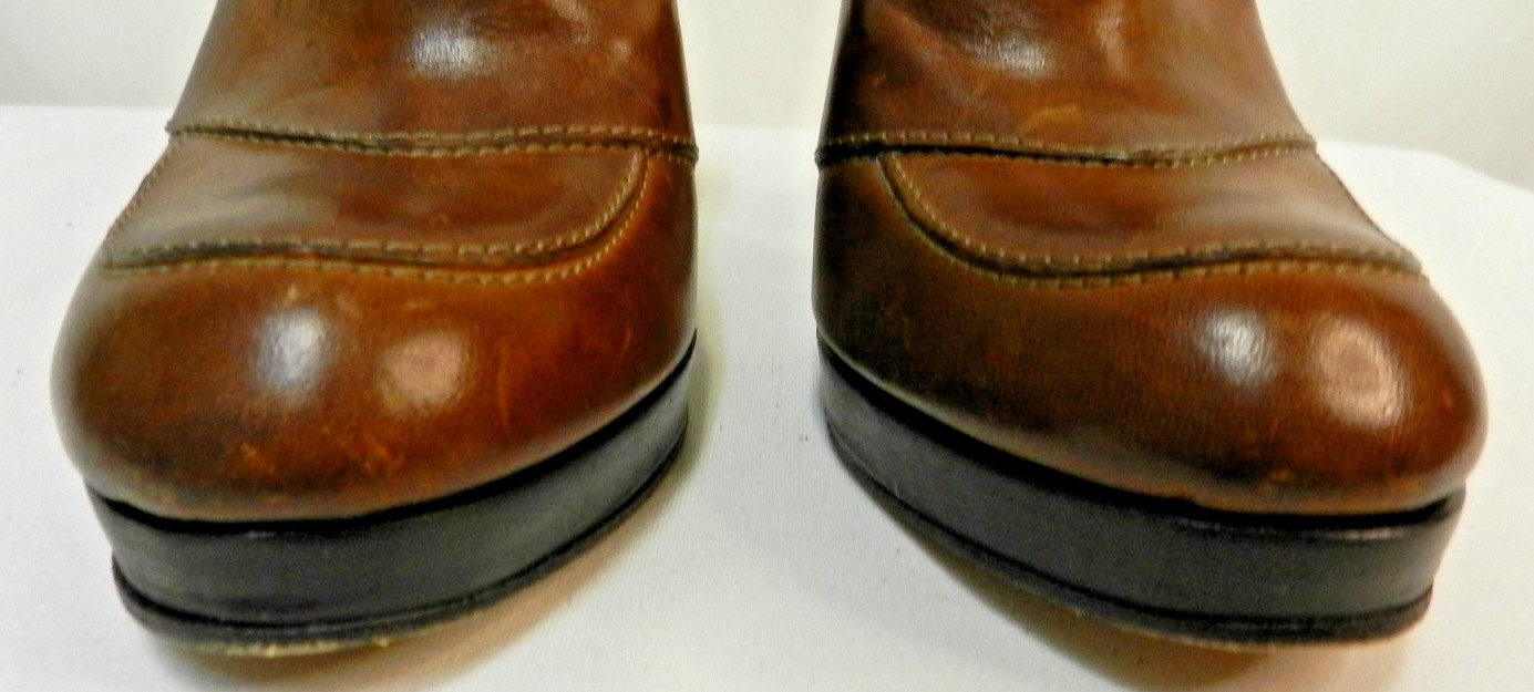 Derek Lam Leather loafer platform heels pumps brown Italy Size Sz 39 US 8