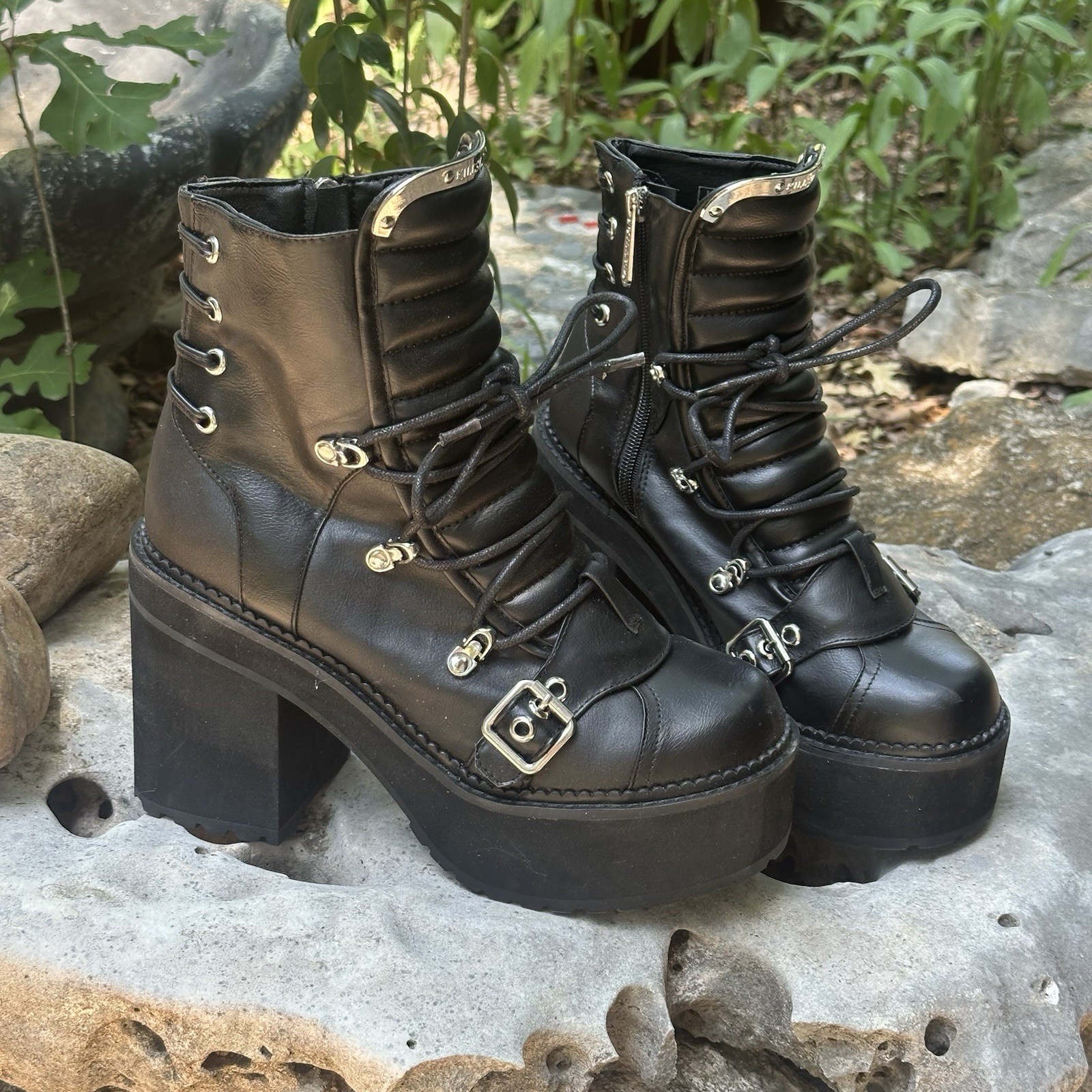 Killstar Stryker Boots Women’s 9 Black Chunky Platform Vegan LeatherGoth Boots