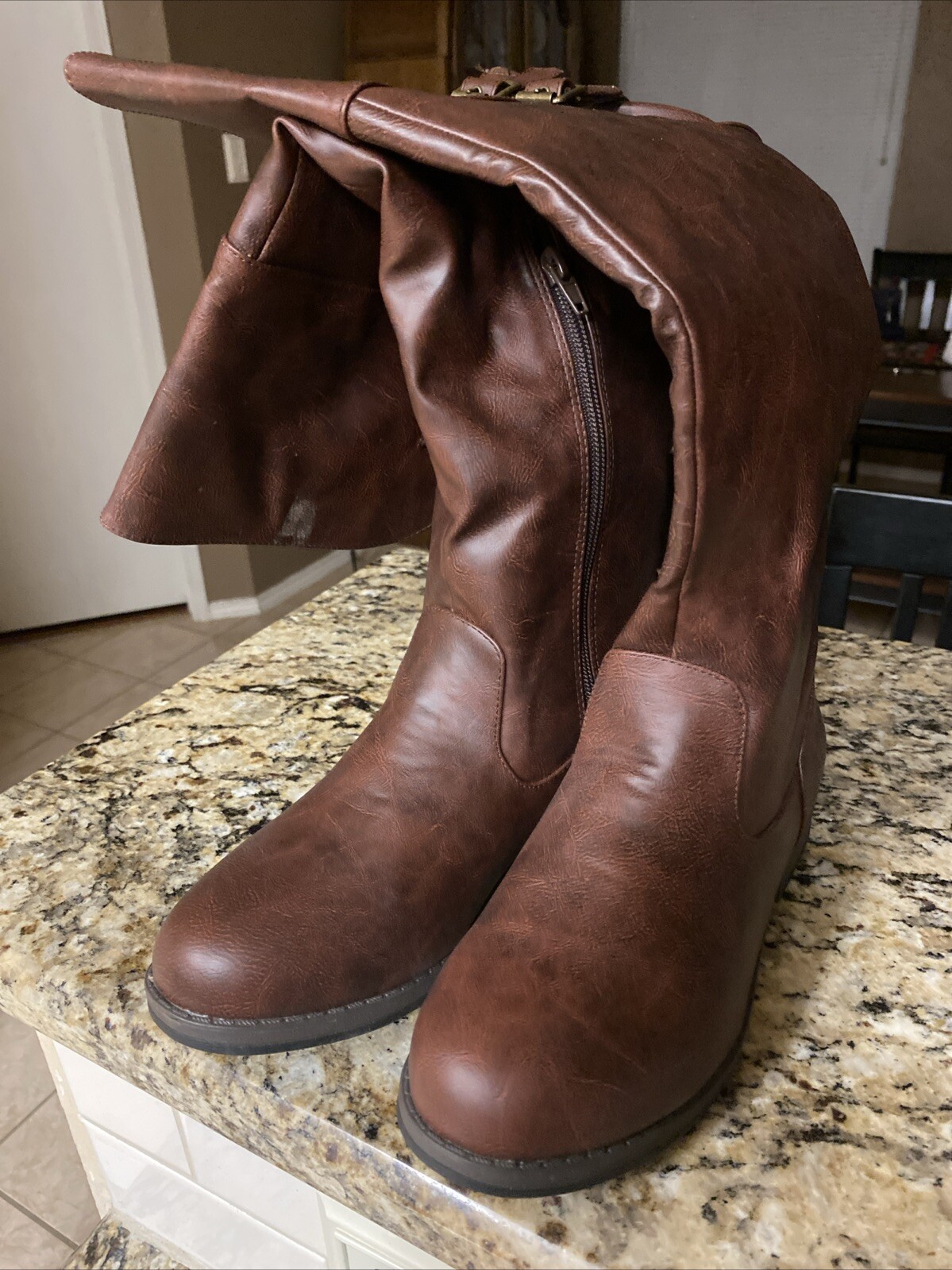 JG Brown PU Synthetic Knee Boots Size 7.5 M
