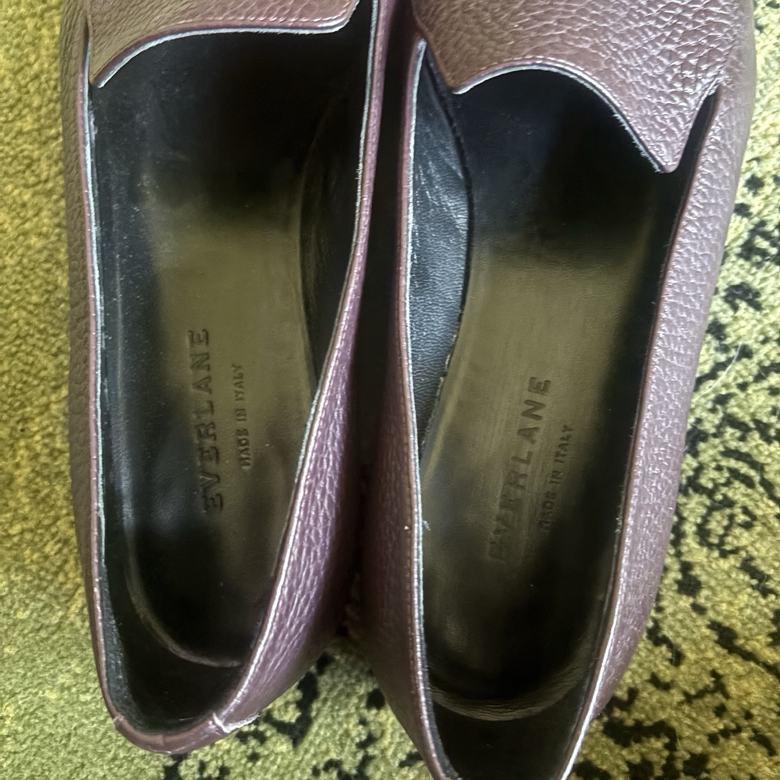 Everlane The Boss Womens Purple Pebbled Leather Simple Pointed Toe Flats 8.5