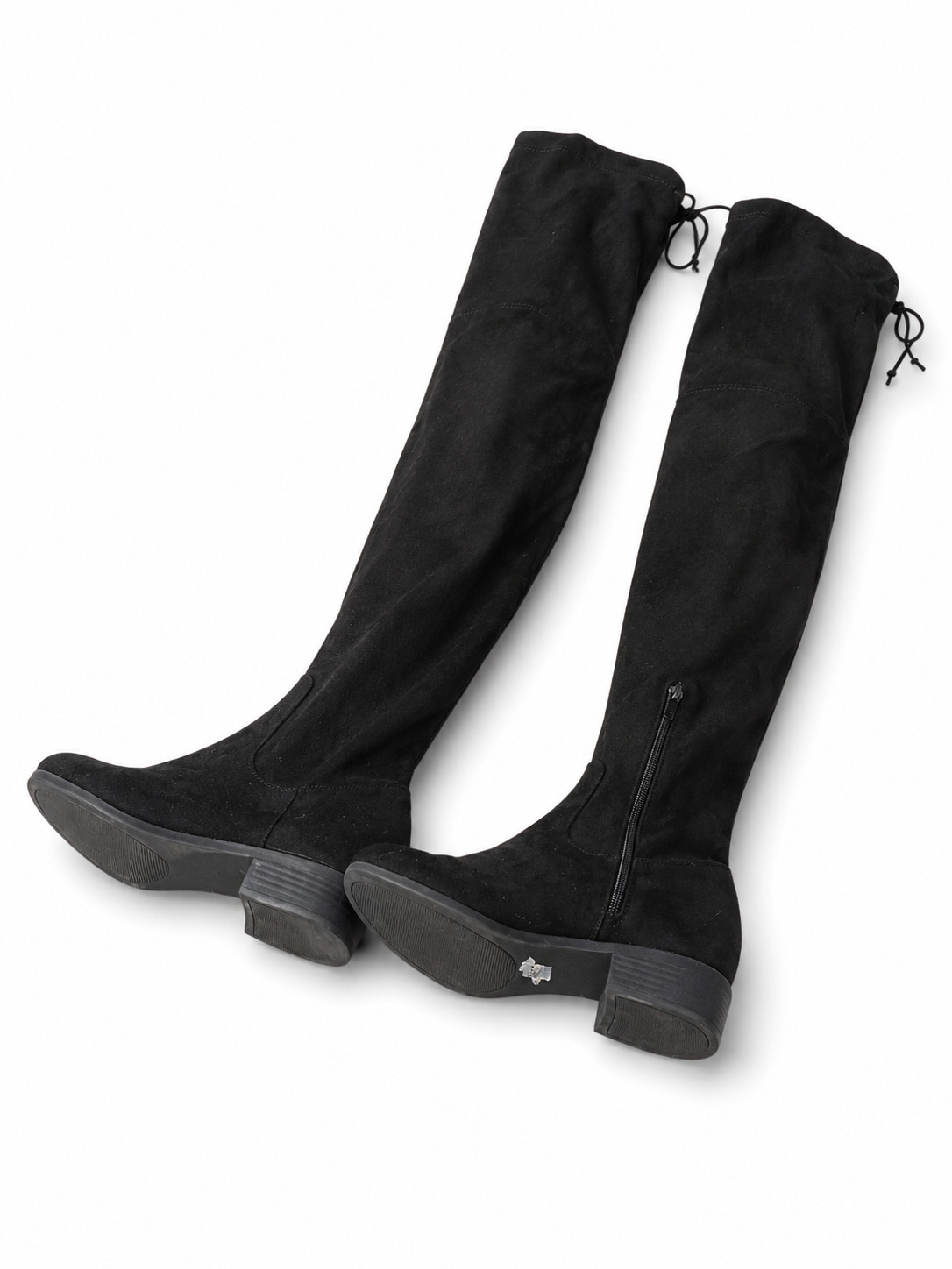 Unisa Size 9 Over The Knee Black Boots Heel 3” Partial Zip Suede #H1