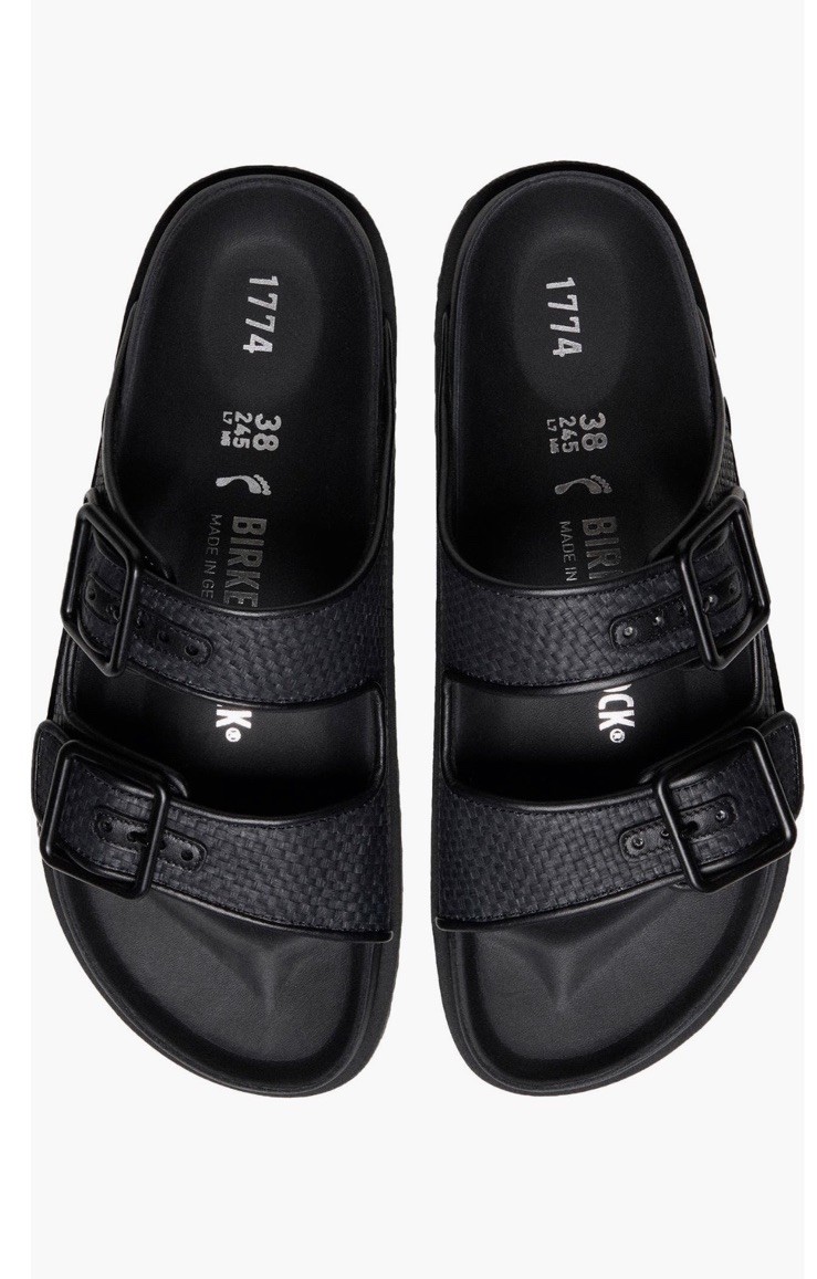 1774 Birkenstock Arizona Luxe Raffia Dual Buckle Slide Sandals US 5-5.5 EU 36