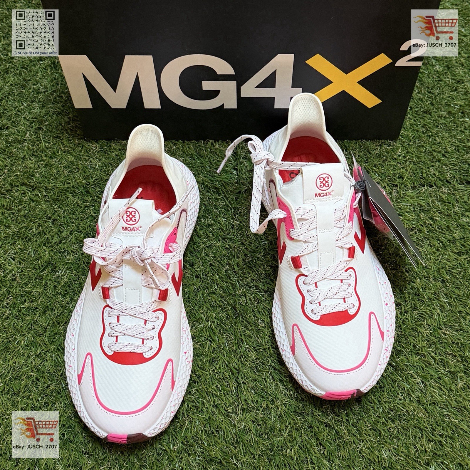 G/Fore GFORE MG4x2 TPU Golf Shoe Sneakers ⛳️ LADIES 6.5 ⛳️ White Cherry Red Camo