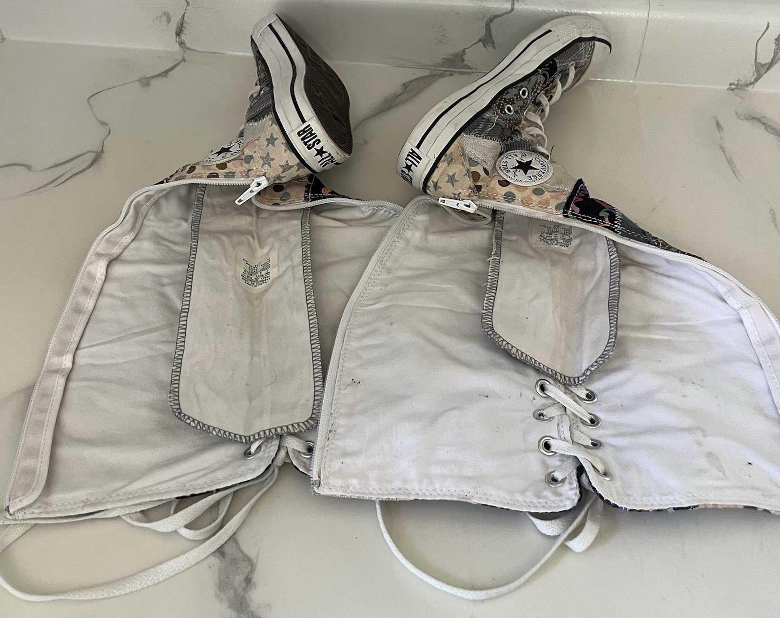 Converse Chuck Taylor All Star Patchwork Knee High Lace Up Sneakers Boot Women’s
