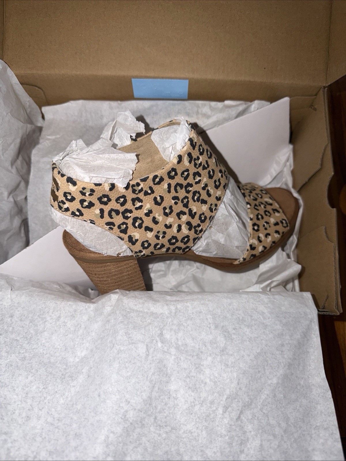 TOMS Majorca Cutout Women’s Size 7.5 W Cheetah Slip On Open Toe Heeled Sandal