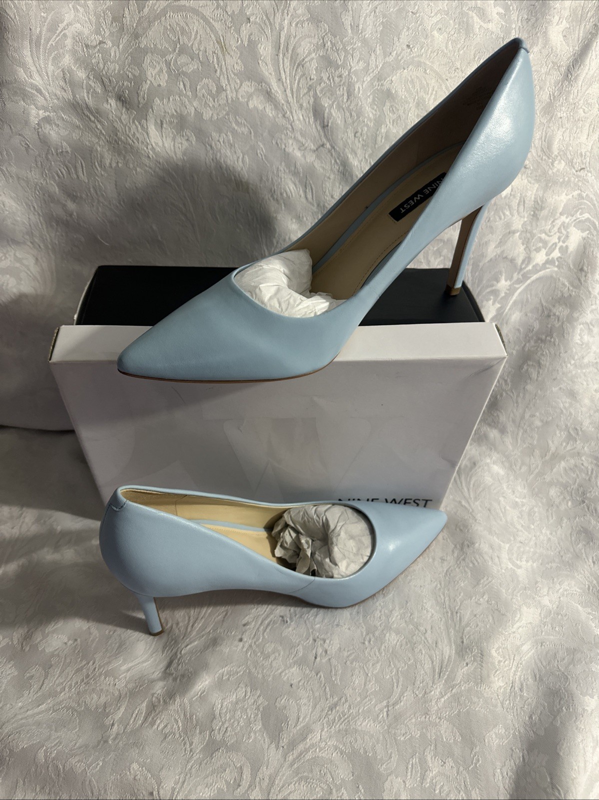 NINE WEST EZRA POINTED TOE PUMPS MEDIUM BLUE 420 SZ 12 MED BNIB