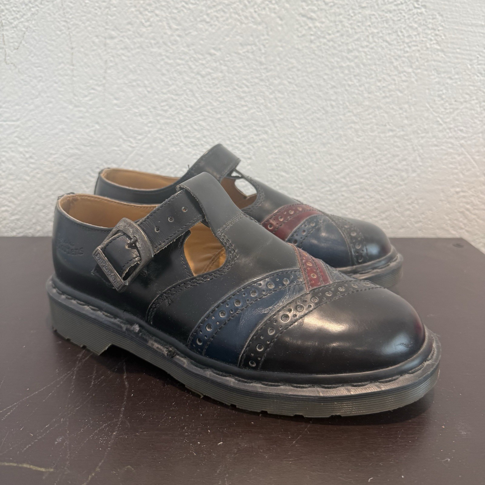 Dr Martens Vintage US 8 Mary Jane Platform Tri Color T Bar Shoes Y2K 90 Rare