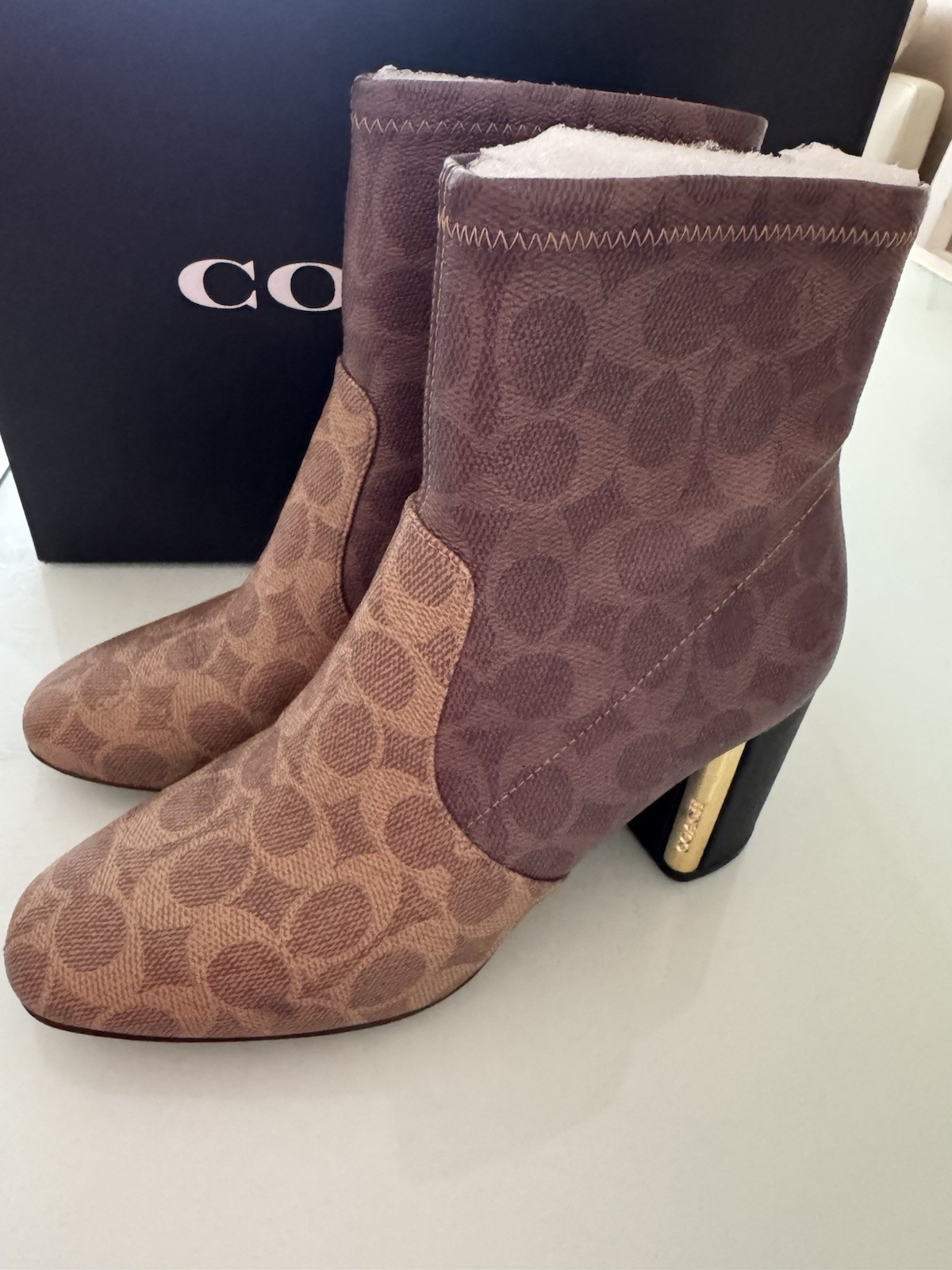 Coach Signature Margot Heeled Bootie Ankle Boots Size 7 B US