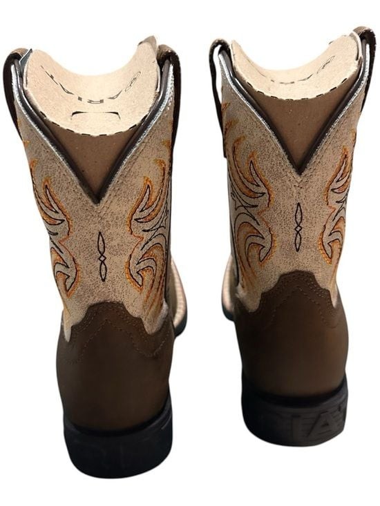 Ariat Brown Leather Western Boots with Tan and Orange Stitching