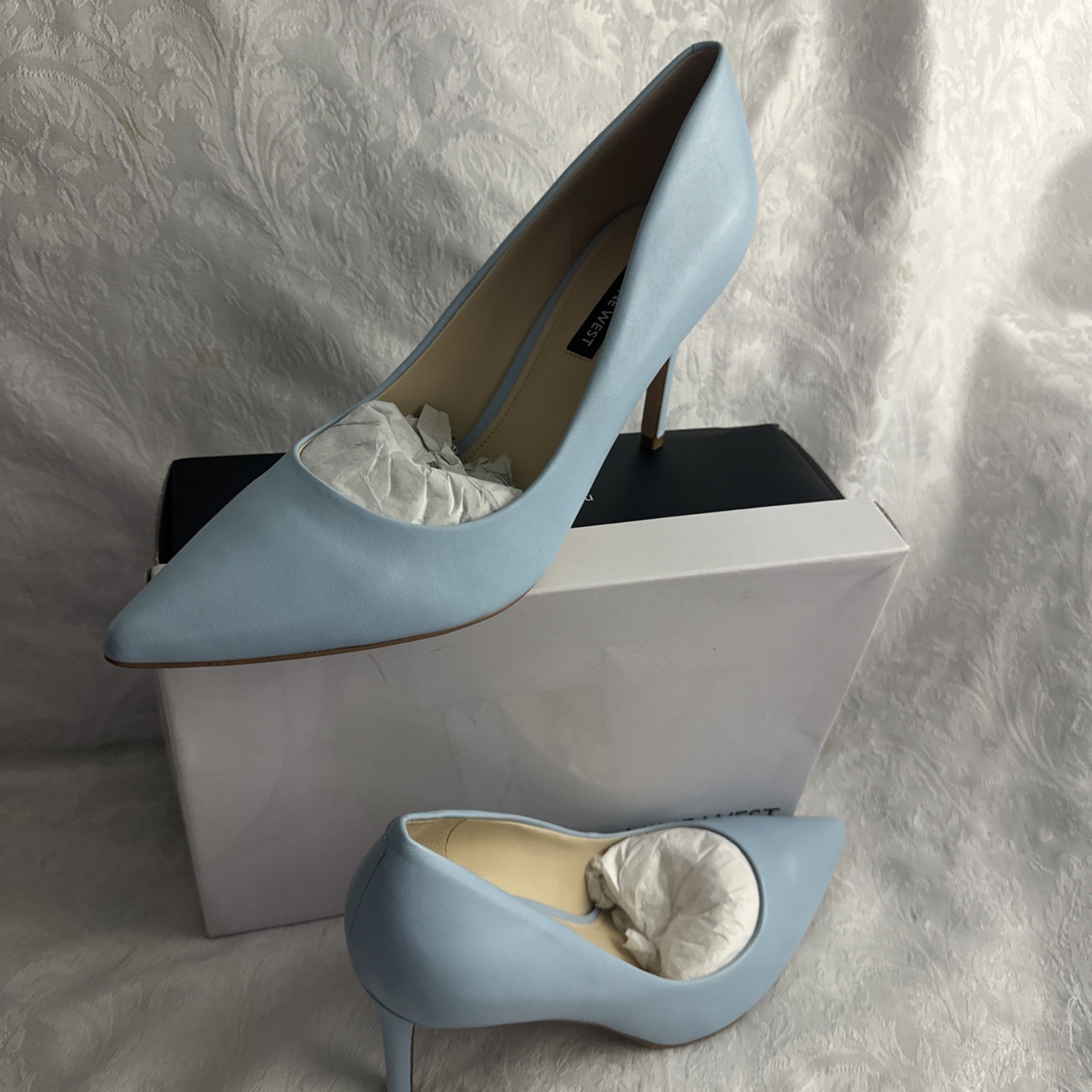 NINE WEST EZRA POINTED TOE PUMPS MEDIUM BLUE 420 SZ 12 MED BNIB