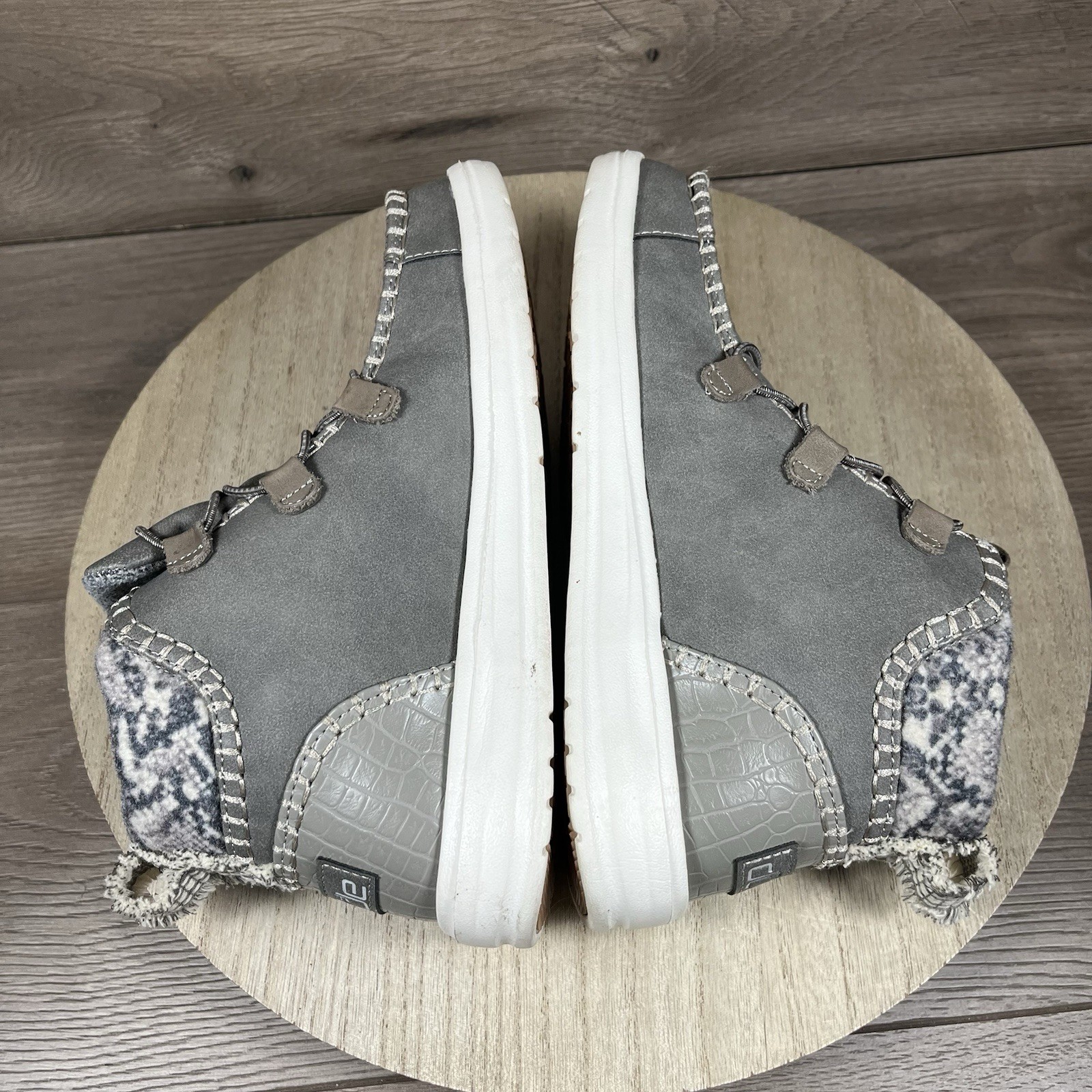 Hey Dude Eloise Recycled Leather Granite Grey Shoes Boots Womens Size 7