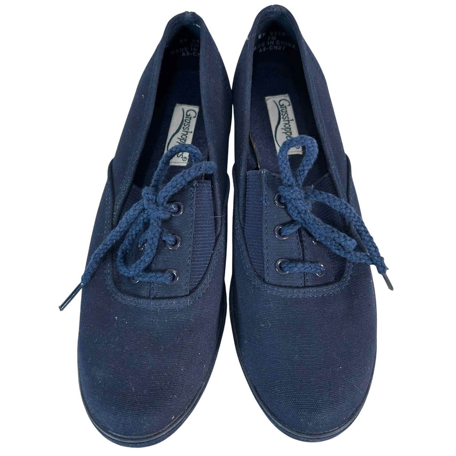 Grasshoppers Canvas Lace Up Sneakers Casual Comfort Shoes Navy Blue Size 7