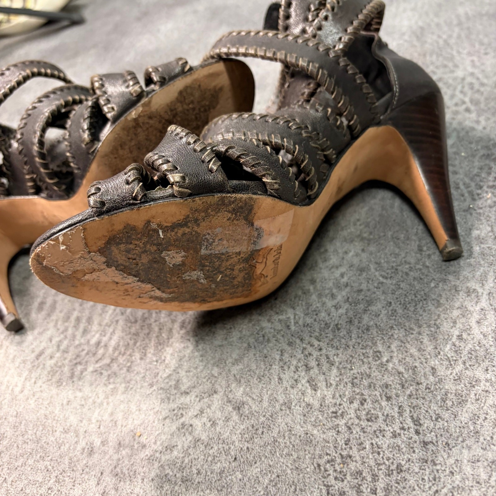 Bimba & Lola Strappy Woven Brown Heels
