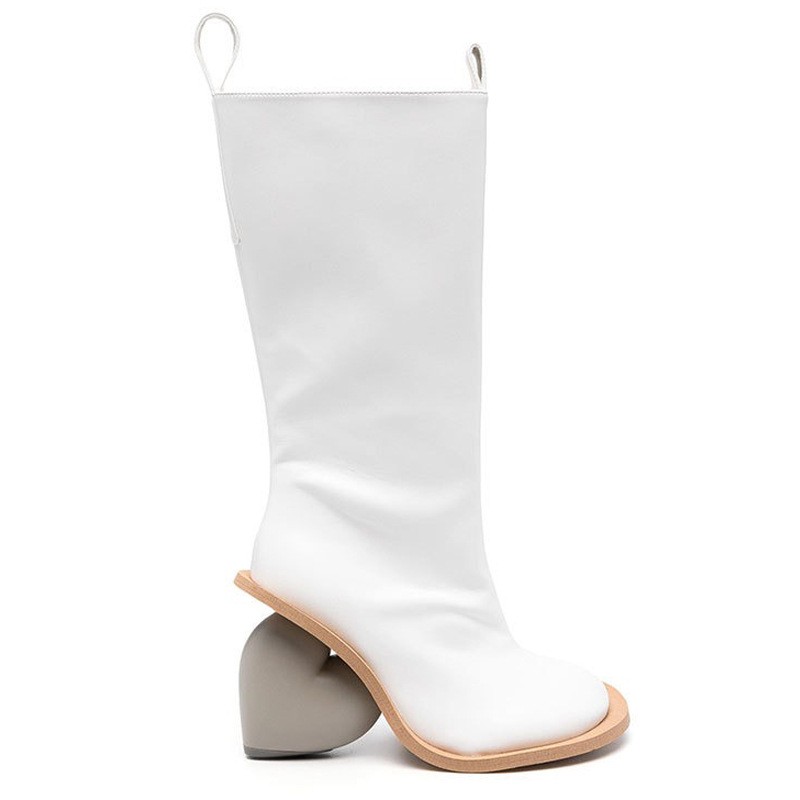 Womens Heart Heel Side Zip Party Round Toe Mid Calf Boots Shoes Vintage Clubwear