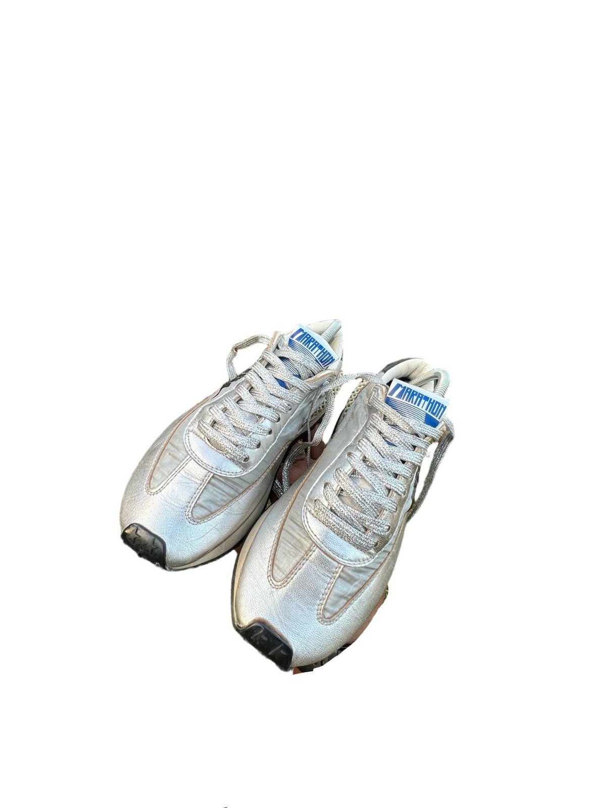 Golden Goose Marathon R Silver Metallic Sneakers EU 37 US 7 Made in Italy