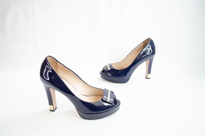 women baldinini heels navy leather 36
