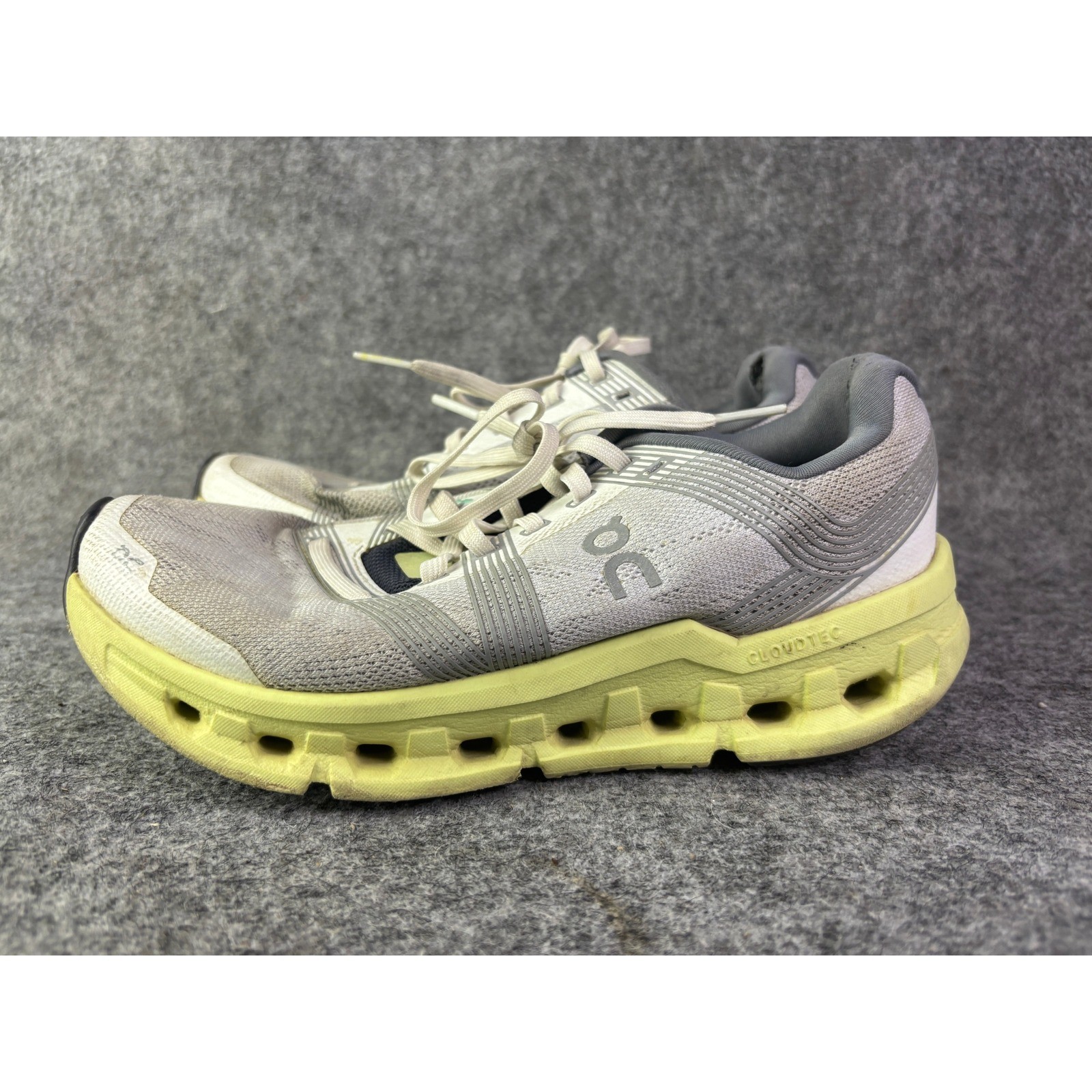 On Cloudgo Running Shoes Womens 6.5 White Grey Yellow CloudTec Trainers