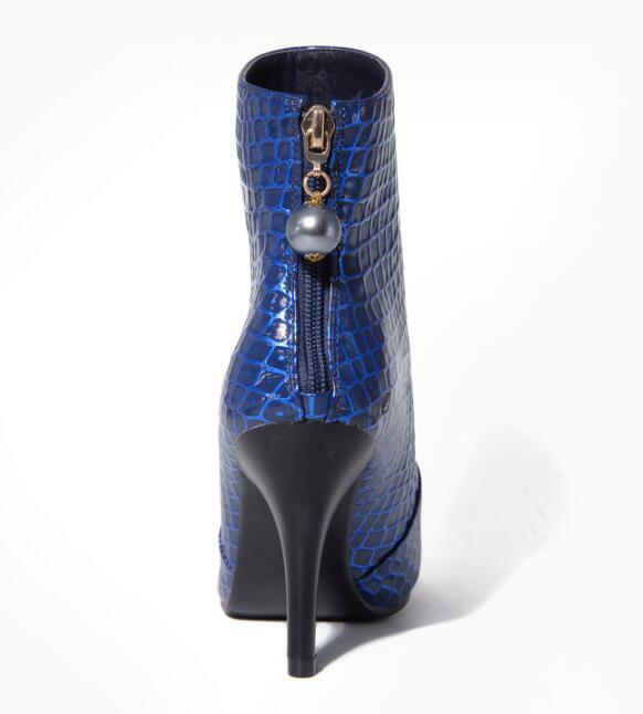 Women Elegant Real Leather Short Boots Back Zipper Pointed Toe Ankle Boots Shoes