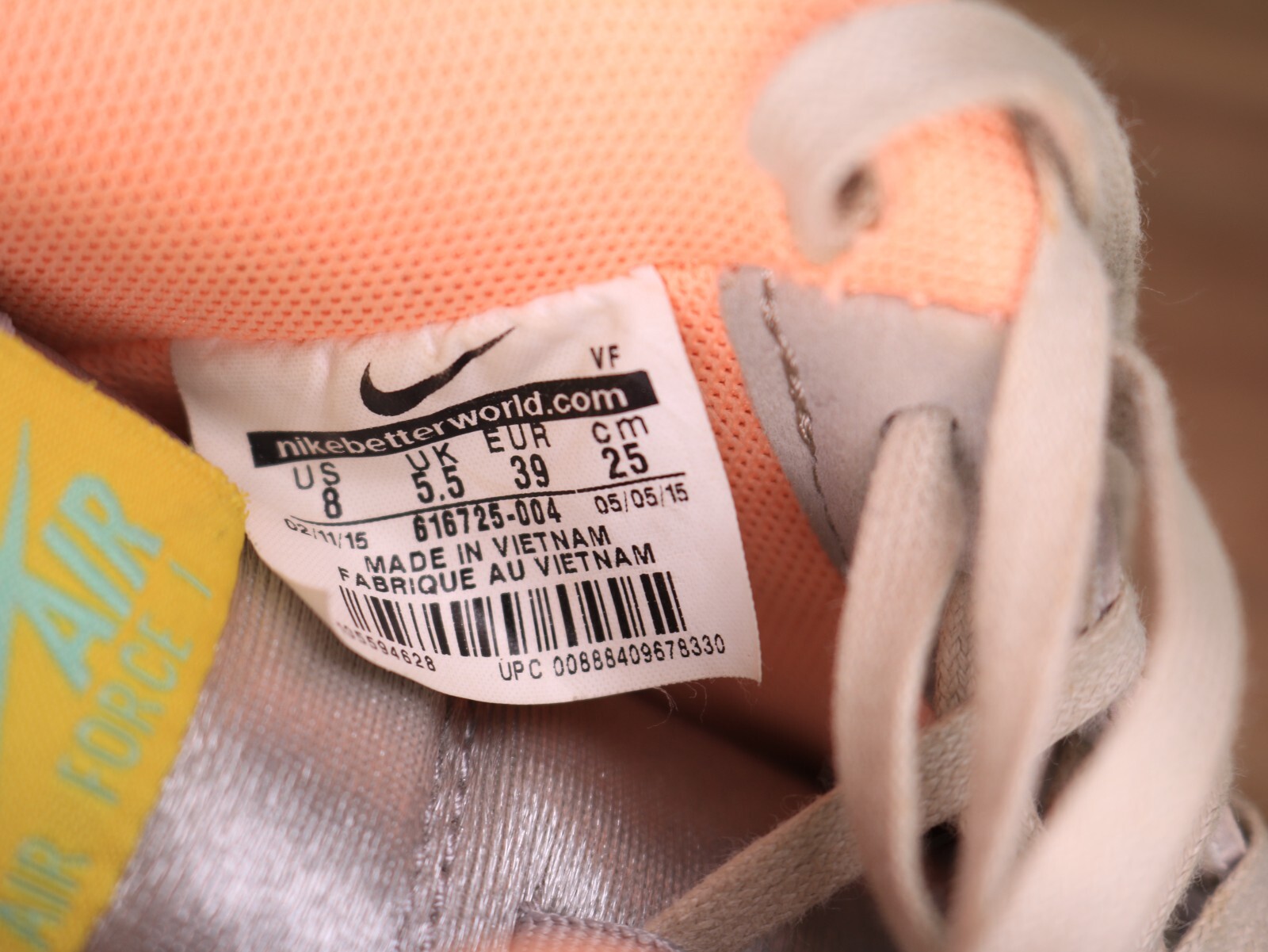 Nike Air Force 1 ’07 Premium Athletic Sneakers Pink Silver 616725-004 Women Sz 8