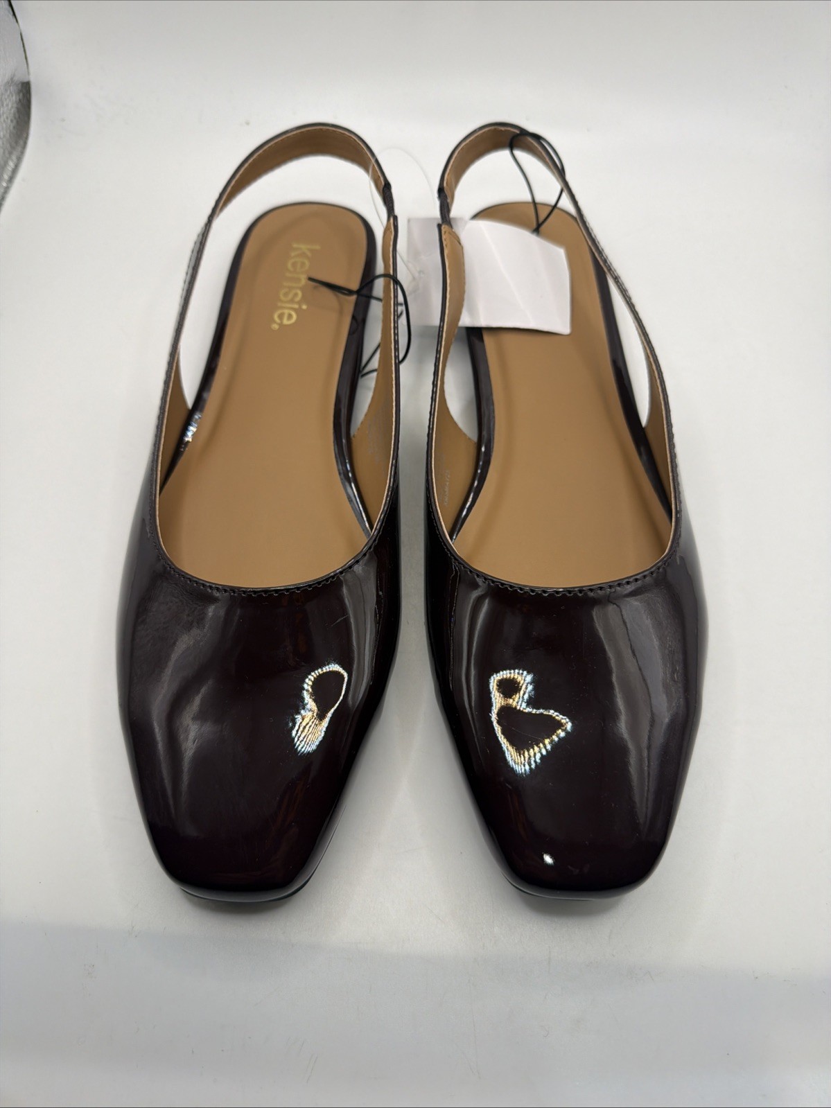 Kensie «Felice» Women’s Faux Patent Leather Slingback Flat Dress Shoe Size 7.5.